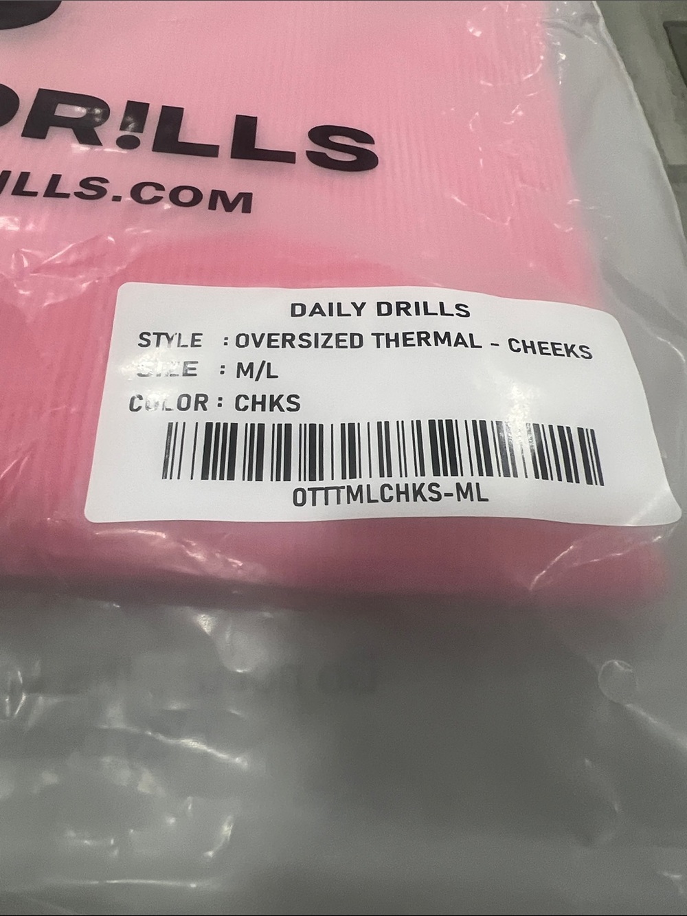 Daily Drills Oversized Thermal in Cheeks size M/L - Picture 4 of 4